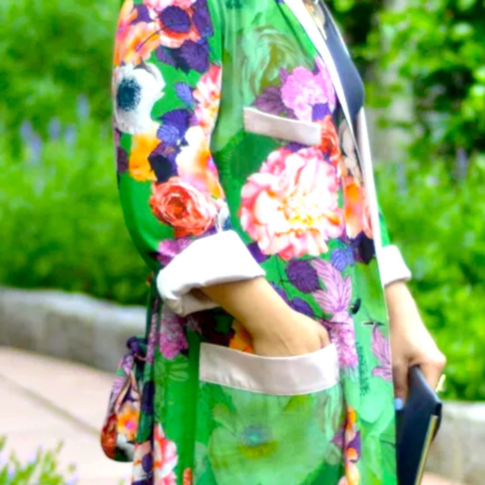 Zara floral silk kimono robe, luxe!